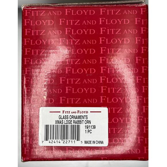 Fitz and Floyd Vintage Blown Glass Ornament LODGE RABBIT In Box - Picture 10 of 10